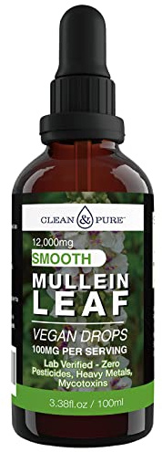 Clean & Pure Mullein Leaf Extract Liquid Drops 100ml | Lab Tested for Mycotoxins & Heavy Metals