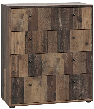 FORTE TEMPRA 2 Kommode mit 4 Schubladen, Holzwerkstoff, Old – Wood Vintage Dekor, (B x H x T) 73,7 x 85,5 x 34,8 cm