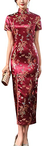 Abbigliamento Deluxe da Donna, Stile Cheongsam, Senza Maniche, con Colletto Mandarino, Spacco Laterale Alto, Tradizionale Cinese, per Cocktail Party, Outfit Bodycon, L