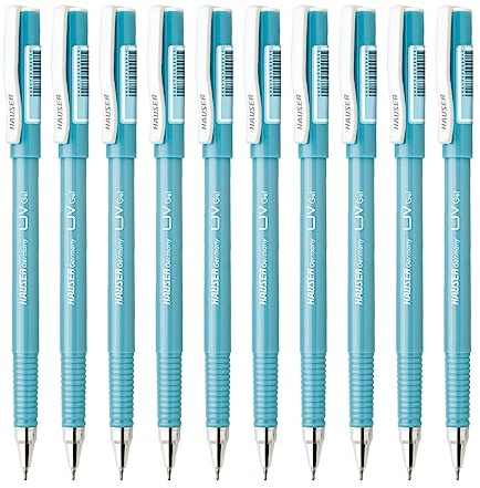 Hauser Paquete de cartera para bolígrafos de gel UV, garantiza suavidad y durabilidad, tinta impermeable para una escritura suave y sin manchas, tinta azul, paquete de 20 bolígrafos