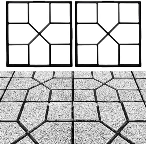 Verbessern Sie Ihre Gartenwege mit hochwertigen Betonformen – 40 x 40 x 4 cm quadratische Pflasterformen für Beton, 2er-Pack – Trittsteinformen für Gehwege, Einfahrten und Innenhöfe