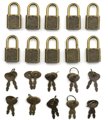 10 uds Mini candados para diario personal con llave y cerradura, pequeño, oro viejo antiguo