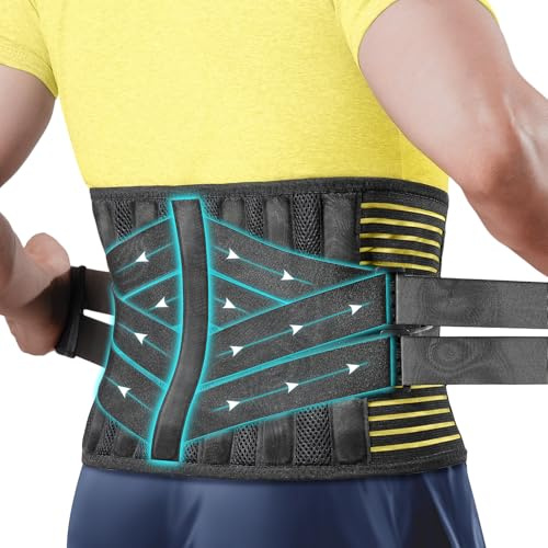 QIBODA Plus Size Back Brace with 7 Bionic Metal Stays, Strong Support for Lower Back Pain Relief, Herniated Disc, Sciatica, Back Support Belt for Big, Heavy, Overweight Work Men, Women (Fits 2xl, 3xl)