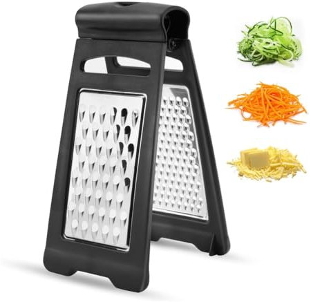 KOMUNJ Grattugia per verdure in acciaio inox, pieghevole, grattugia per formaggio, grattugia a mano, con lame extra affilate, grattugia per patate con 2 superfici di taglio, adatta per patate,