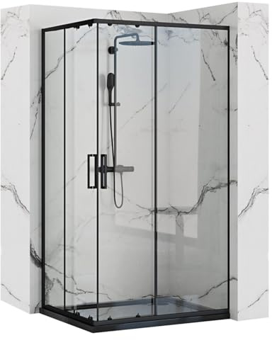 Rea Cabina De Ducha Punto 80 X 100 X 190 Cm Rectangular Con Plato De Ducha Savoy White Negro