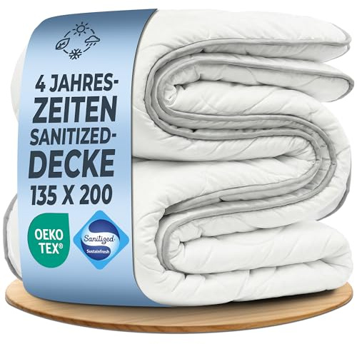 LILENO HOME 4 Jahreszeiten Bettdecke 100x135 | 2-in-1 Knopfsystem | Allergiker Decke 100x135 mit Sanitized Hygiene Funktion | Oeko-Tex Klasse 1 | 95 °C waschbar | Made in EU | Hotel Qualität