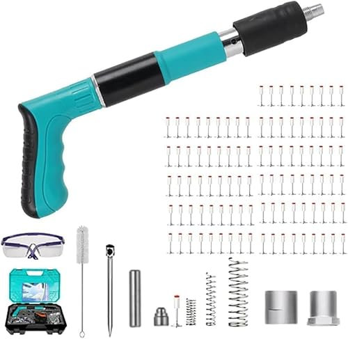 Pistola Manuale Sparachiodi con 110 chiodi tondi, Pistola per Unghie Sparachiodi, Portatile Nail Gun Silenziatore Regolabile Pistola Per Chiodi In Acciaio Pistola Per Chiodi Pistola
