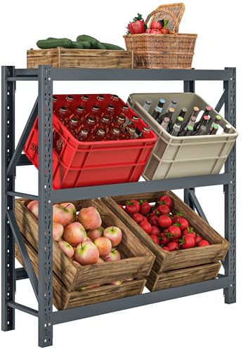 HOMCOM Getränkekistenregal für 6 Kisten, Freistehend Kistenregal mit Ablage, Getränkeregal mit Verstellbar Regalhöhe, Kippschutz, 110 x 30 x 110 cm, Stahl, Grau