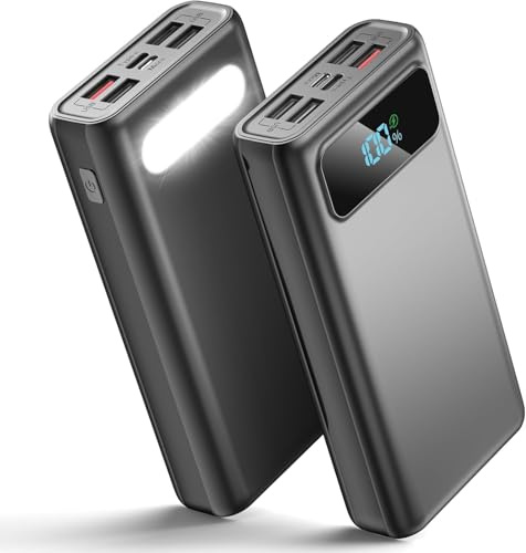 2026 30000mAh 45W Huge Capacity Portable Charger Power Bank External Battery Pack, 6 Charging Port Battery Charger Phone Charger With Smart LED Display, Newest skin feel streamline design