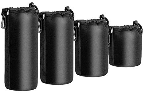 4PCS Kamerafodral Linsväska Set Linsfodral Small Medium Large och Extra Large för DSLR Kameralinsväska Stötsäker