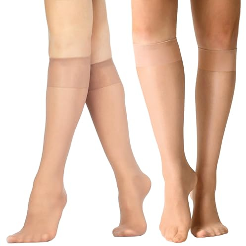 12 Paar Kniestrümpfe Damen 20d Nylon Transparent Hautfarben Feinstrümpfe