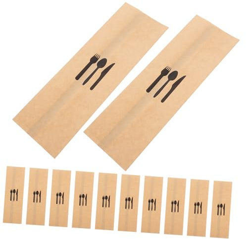 STOBAZA Porte-Couverts en Papier Kraft 100Pcs Housses de Couverts Décoratives Convient pour Mariages Restaurants Protection des Ustensiles