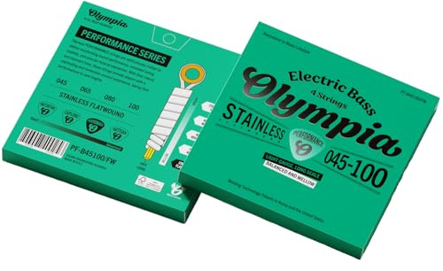 Olympia Performance Series Flatwound E-Bass-Saiten - Edelstahl, Long Scale - 4 & 5 Saitensets, 040-095/045-100/045-128 (4 String Light - 045, 065, 080, 100)