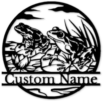 Personalized Frog Metal Sign - Custom Pond Wall Art, Lake House Decor, Garden Name Plaque, Gift for Nature Lovers