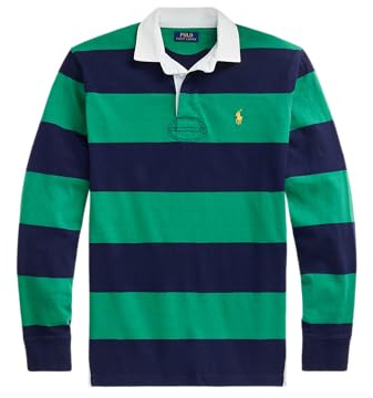 POLO RALPH LAUREN Mens The Iconic Rugby Shirt (US, Alpha, XX-Large, Regular, Regular, Navy/Green)