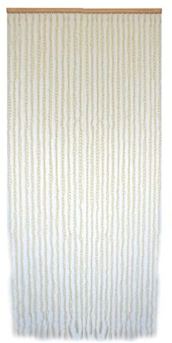 Cortina para Puerta de Bambú y Sisal Natural, de Aros Color Beige. Sostenible, exenta de plásticos (90cm X 190cm) - Hogar y Más