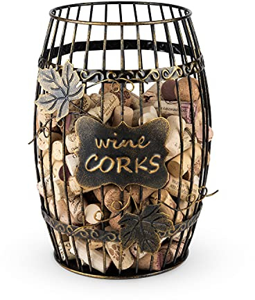 True Display Wine Kitchen, Barrel Cage Holder Collector Decorative Vino Cork Storage Box Container Gift, Set of 1, Brown