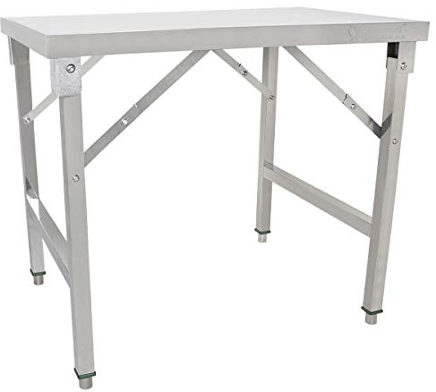 Beeketal 'BA90-60K' Edelstahl Küchen Arbeitstisch klappbar mit 100 kg Tragkraft und justierbaren Stellfüßen, Abmessung Klapptisch aufgebaut (L/B/H): ca. 900 x 590 x 800 mm