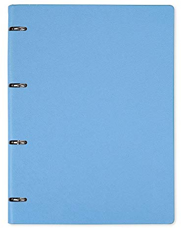Aoory A4 Binder Ruled Notebook Executive Refillable Planner Round Ring Binder Leather Cover Notepad - Blue and Orange