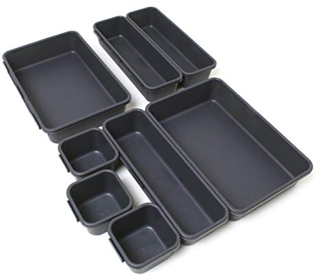 iGadgitz Home U7125 Plastik Schubladen Ordnungssystem, Schubladeneinsatz, Schubladen Organizer -Grau