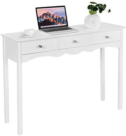 COSTWAY Konsolentisch mit 3 Schubladen, Flurtisch, Beistelltisch für Flur, Wohnzimmer, Schlafzimmer, 100 x 32 x 75 cm (Weiß)