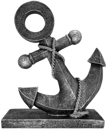 JTSTAN Nautical Boat Anchor Sculpture Decor - Creative Coastal Model Art Theme Mediterranean Retro Style Navy Home Office Decoration Desktop Shelf Beach Crafts Statue Resin Ornaments