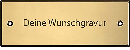rechteckiges Messingschild mit Gravur
