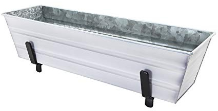 Achla Designs Small White Flower Box with Brackets for 2 x 4 Railings