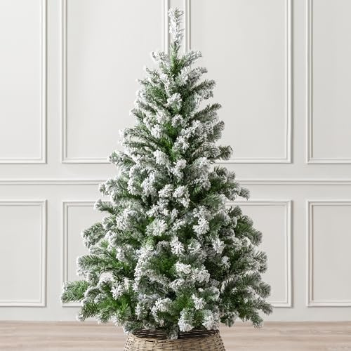 Christow Chamonix Spruce Flocked Christmas Tree, 5ft