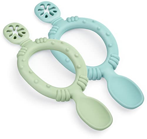 Vicloon Babylöffel, 2 Stück Fütterlöffel, Starter Breilöffel, BPA-frei, Silikon Lernlöffel und Zahnungshilfe, Esslernlöffel Baby Starter Spoon ab 6 Monaten