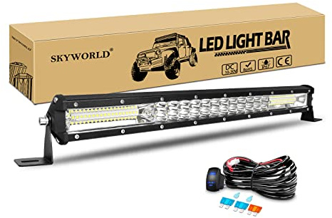 SKYWORLD Led Arbeitsscheinwerfer Bar 50cm 180W Scheinwerfer Flutlicht Spotlight Combo Offroad Beleuchtung LED Zusatzscheinwerfer für 4x4 SUV ATV UTV Auto Traktor, mit 12V Kabelbaum | Spot Flutlicht Offroad Beleuchtung, Wasserdicht LED Zusatzscheinwerfer Bar mit 12V Kabelbaum für 4x4 SUV ATV UTV Auto Traktor