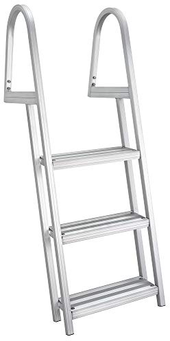 RecPro Marine Aluminum Removable Boarding Ladder | 76 Height | Heavy Duty | 300 lb Capacity (3 Step)