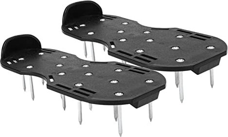 Manual Lawn Scarifier Shoes, Lawn Aerator Shoes with Zinc Alloy Metal Buckle Straps, Heavy Duty Adjustable Spiked Aerating Shoes, Soil Yard Aerator Tool for Aerating Patio Garden(Black)