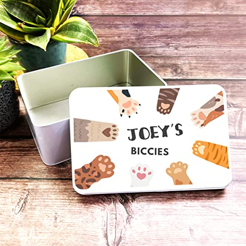 Fingerprint Designs Biscuit Pet Storage Funny Colourful Cats Personalised Cat Treat Tin