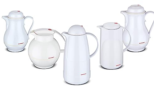 ROTPUNKT Isolierkanne I 1,5 Liter I hochwertig I Kaffeekanne I Teekanne I Glaseinsatz I langlebig I langanhaltender Geschmack I 24 Std heiß 36 std kalt (215 sh. white, 1,5 L)