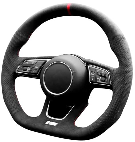 Alfanxi Handstich für Alcantara-Lenkradbezug für Audi RS3 RS4 RS5 S3 S4 S5 mit Schaltwippen (Roter Streifen)