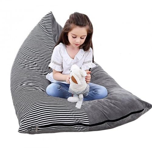Sedia con Sacchetto di Fagioli di Peluche, Poltrona Pouf da Imbottire a Sacco per Giocattoli, Extra Grande Copertura per Sedia Sacchetto Sacco per Animali per Bambini Ragazzi Adulti Solo Copertura (A)