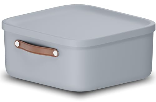 Rotho Maloja Aufbewahrungsbox mit Deckel 20 L stapelbar mit Griff Hellblau | Aufbewahrungsboxen für Kinderzimmer, Bad und Küche, stapelbar, mit Trageriemen, Deckel und Griff, praktisch für Ordnung