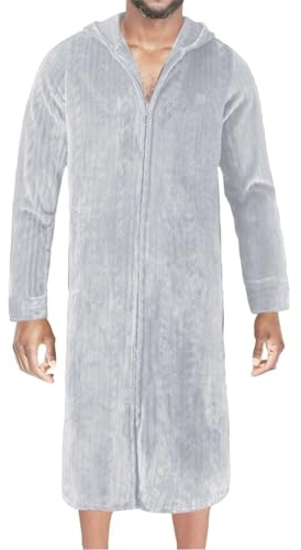 Chnnamzu Bademantel Herren Flauschig mit Reißverschluss - Bademantel Frottee Herren - Herren Bademantel Lang - Kuschelig Morgenmantel - Herren Warm Hausmantel - Langarm Saunakilt Badeponcho