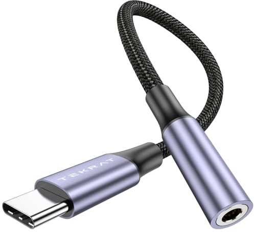 TEKRAT USB C to 3.5mm Jack Audio Adapter, Digital Earphone AUX To USB C Cable, Headphone Jack To Type C Adapter For iPhone 16, Samsung S24, Google Pixel 8, Huawei P60, OnePlus 12, Macbook Pro/Air etc.