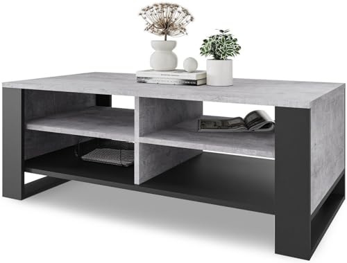 Meble Pitus Couchtisch - Wohnzimmertisch Modern - Couchtisch mit Stauraum 90 x 50 x 50cm - Tisch für Wohnzimmer - Beton