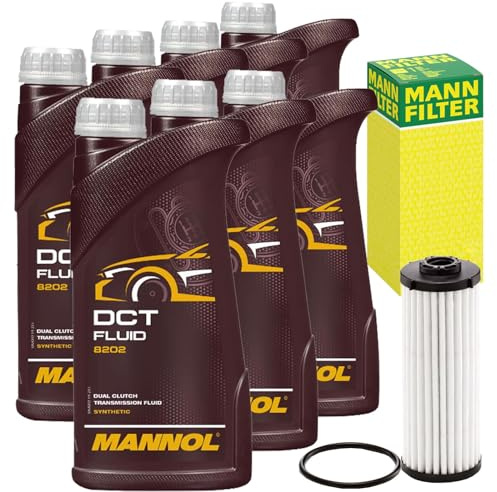 Mann Ölfilter + 7L Mannol Dct Öl | H6031z, (HX190D)+7x1L MN8202 Dct Fluid Mann+Mannol passend für 6/7-Gang Doppelkupplungsgetriebe DQ381 DQ400E