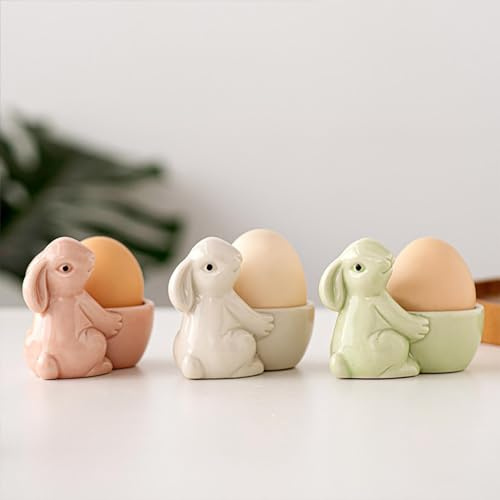 Coquetier De Pâques en Céramique De Lapin | Coquetiers en Porcelaine pour Support À Oeufs Durs Ou Mous | Décoration De Table pour Pâques