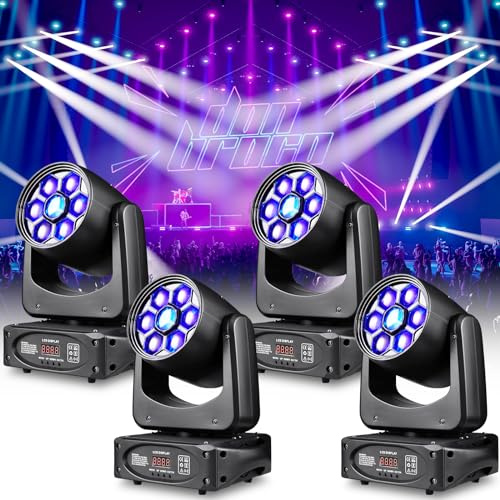 4er Pack 150W Moving Head LED Bühnenleuchten 3 Prisma Bee-Eyes 8 Gobos dmx512 DJ Disco Lichter mit Strobe Funktion für Show KTV Club Party Hochzeit