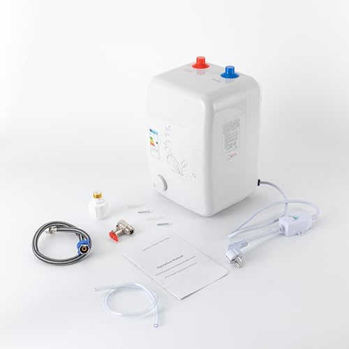 Loobiiny Petit chauffe-eau sous évier - 8 l - Résistant à la pression - Chauffe-eau instantané
