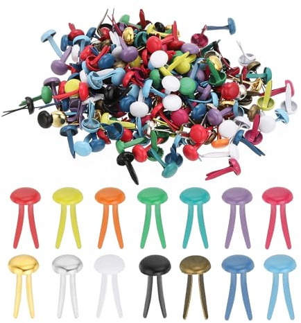 PATIKIL 200 Stück Musterbeutelklammern 5 x 9 mm Mini Brads Metall Rundkopfklammern Briefklammern Musterklammern Scrapbooking für Kunst Basteln Handwerk DIY-Projekte PapierMehrfarbig
