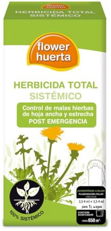 HERBICIDA Total Sistémico DUOPACK Flower Huerta Control Malas Hierbas Anuales y Perennes de Hoja Ancha, Gramíneas Anuales y vivaces Post-Emergencia 650 m² - PACK HERBITEX 100 ml + PEPTIL 100 ml