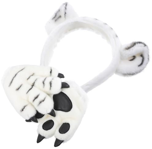 DEARMAMY -handschuhe Stirnband-set Plüsch-tigerpfoten-fäustlinge Cosplay-requisiten Tier-fäustlinge für Jungen und Mädchen