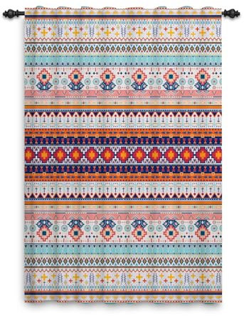 ggaimwf Tenda Stile Boho Etnico Bohemien Motivo geometrico Tende Tasca porta asta Marocchino Esotico Tende da finestra per camera da letto Soggiorno Colorato Rustico Tende moderne 107x160cm 1 pannello