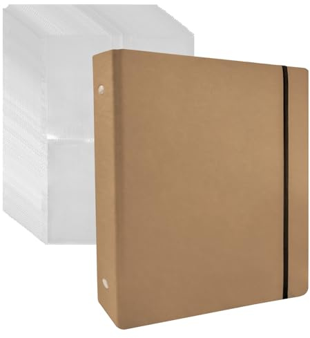 WACCOMT Pack Garten Samen Speicher Organizer B5 Binder 25 Pack Blatt Protectors mit 100 Taschen (9.2x13.2 cm) Kraftpapier Pakete Binder für Samen Saving Umschlag Postkarten Fotos Karten